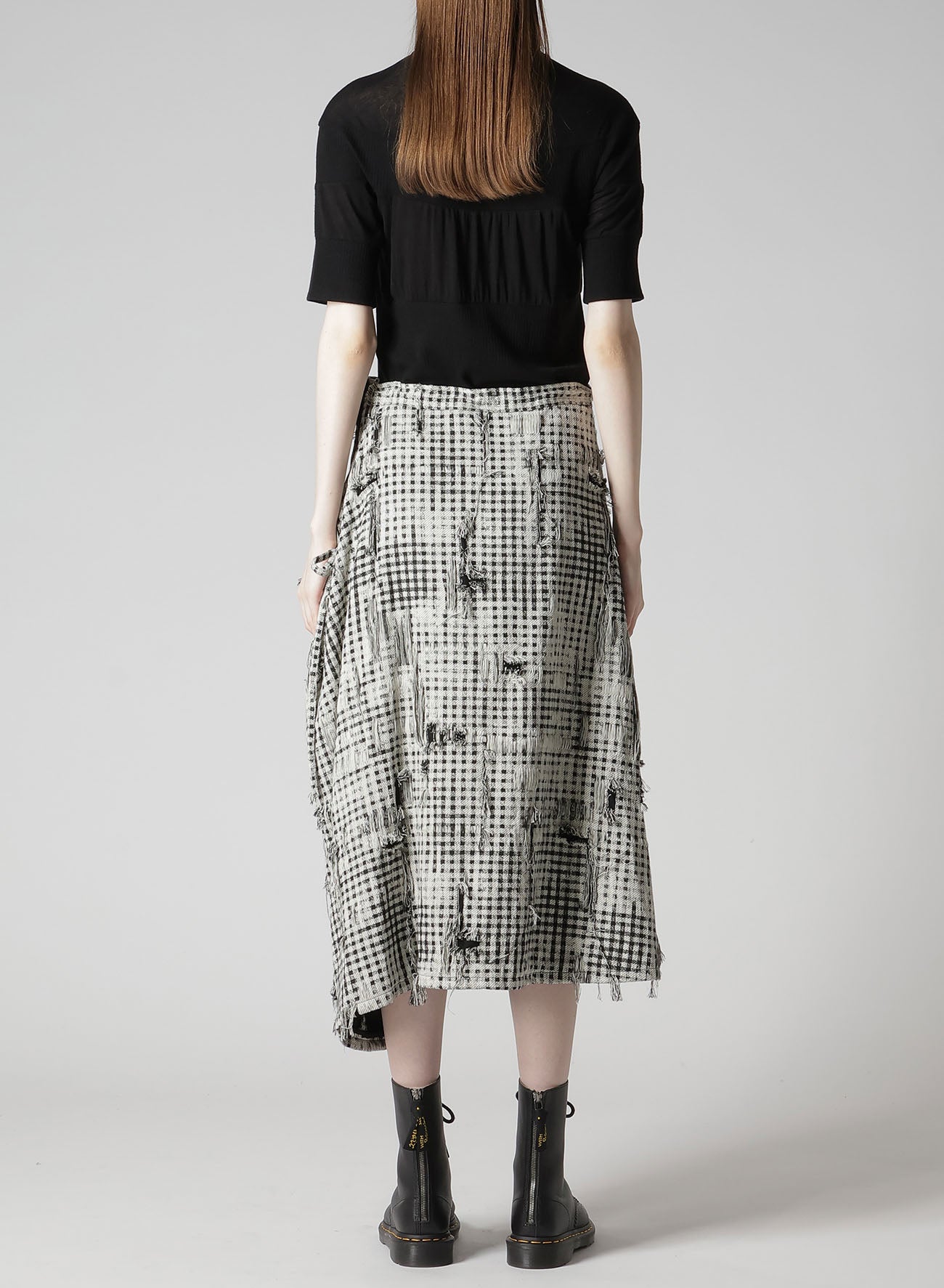 Y's ワイズ SMOKE BLEACH CHECK SKIRT 1 DAMAGED GINGHAM JACQUARD SKIRT – THE SHOP YOHJI YAMAMOTO