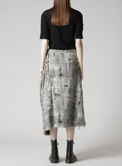 DAMAGED GINGHAM JACQUARD SKIRT