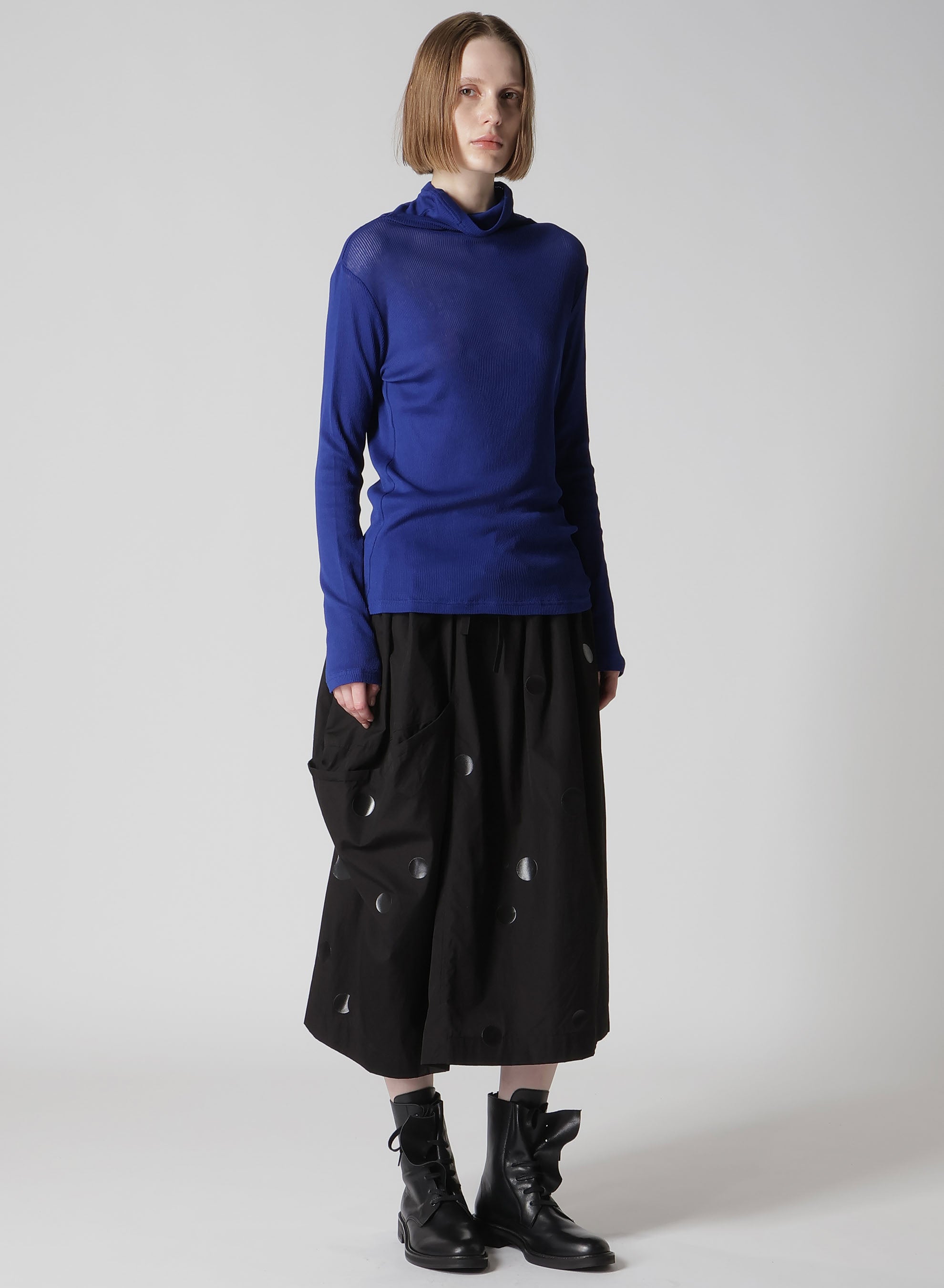 100/2 BROAD DOT PIGMENT PRINT DRAPE SKIRT – THE SHOP YOHJI YAMAMOTO