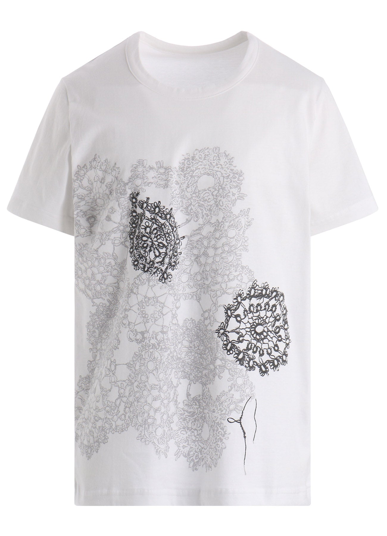 COTTON JERSEY LACE PRINT SHORT SLEEVE TEE