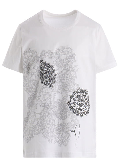 COTTON JERSEY LACE PRINT SHORT SLEEVE TEE