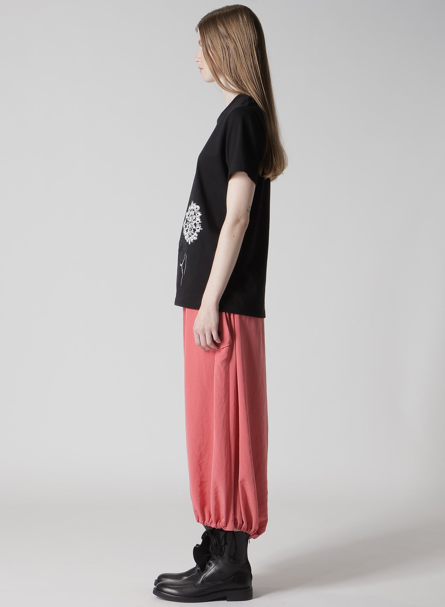 COTTON JERSEY LACE PRINT SHORT SLEEVE TEE