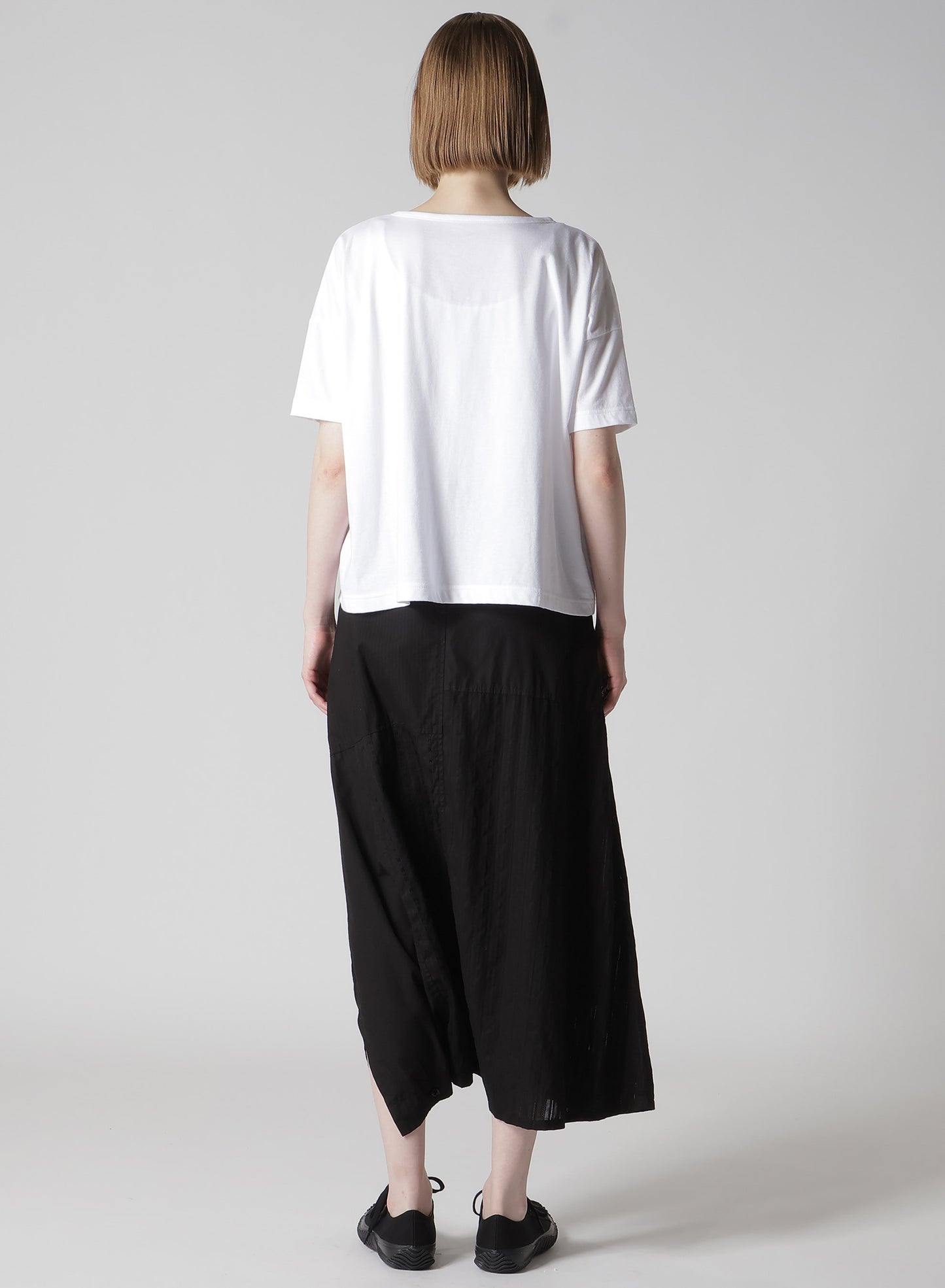 COTTON JERSEY LACE PRINT SHORT SLEEVE CROPED TEE