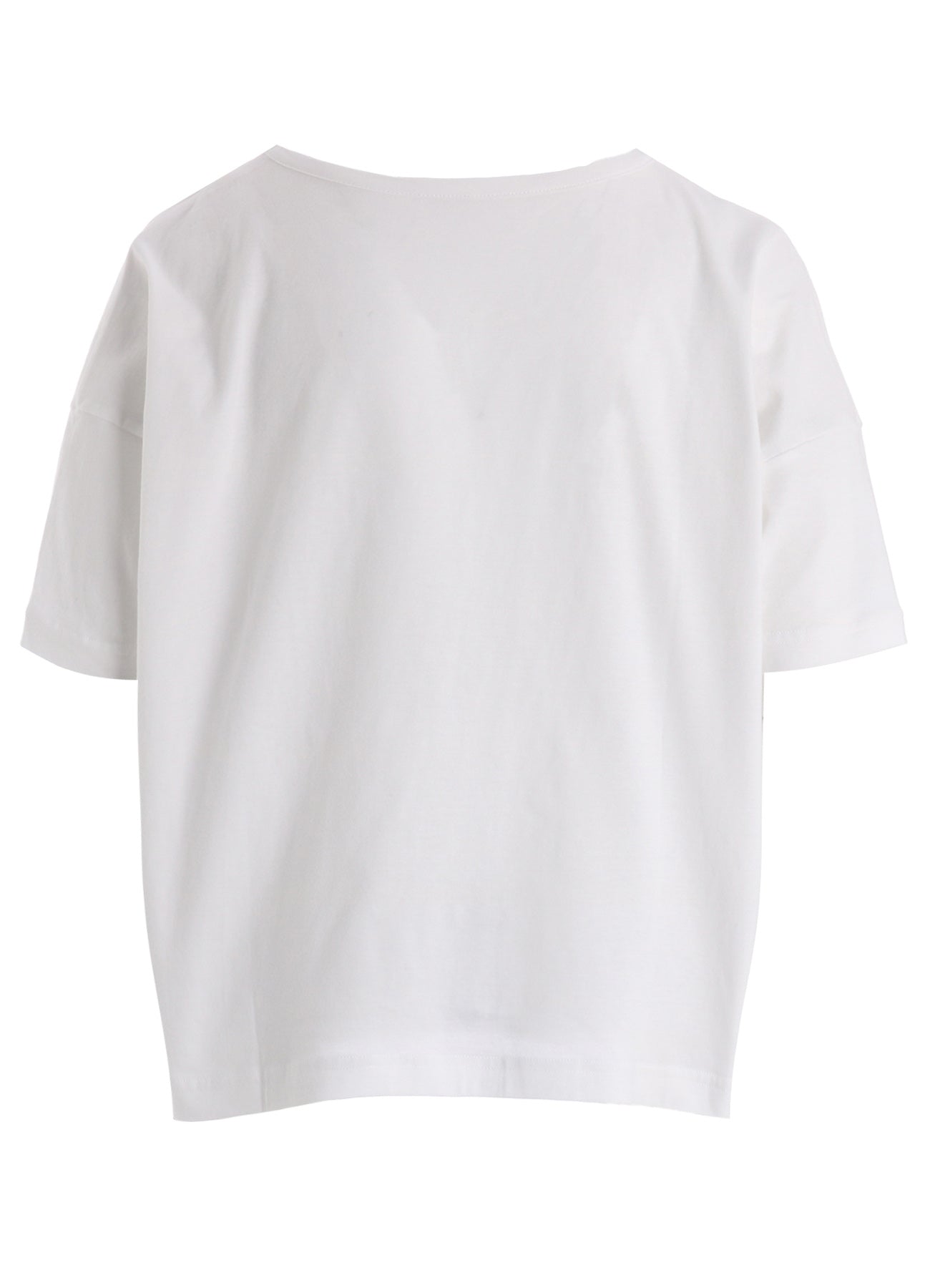 COTTON JERSEY LACE PRINT SHORT SLEEVE CROPED TEE