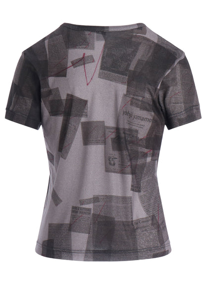 COTTON INTERLOCK NEWSPAPER PRINT SHORT SLEEVE TEE