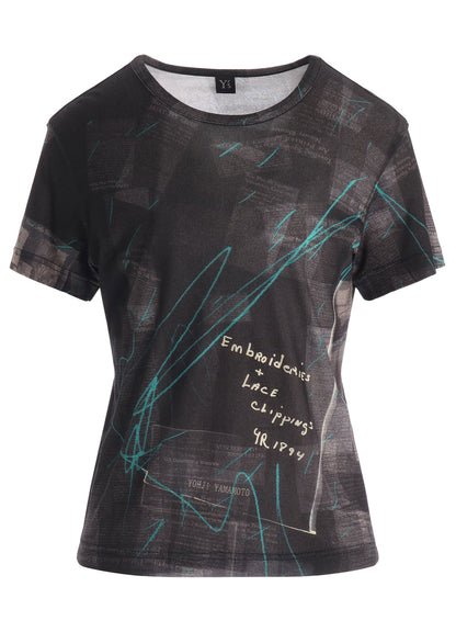 CELLULOSE NEWSPAPER PRINT SHORT SLEEVE TEE