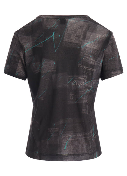 CELLULOSE NEWSPAPER PRINT SHORT SLEEVE TEE