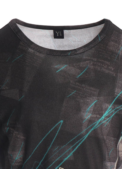 CELLULOSE NEWSPAPER PRINT SHORT SLEEVE TEE