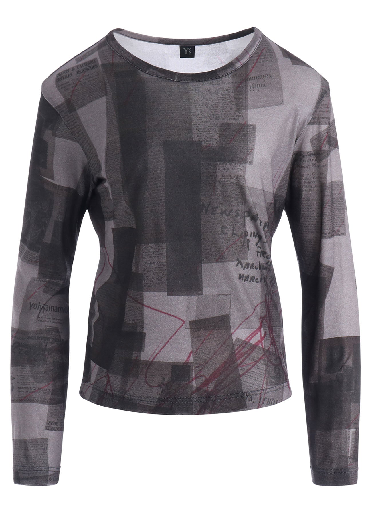 CELLULOSE NEWSPAPER PRINT LONG SLEEVE TEE