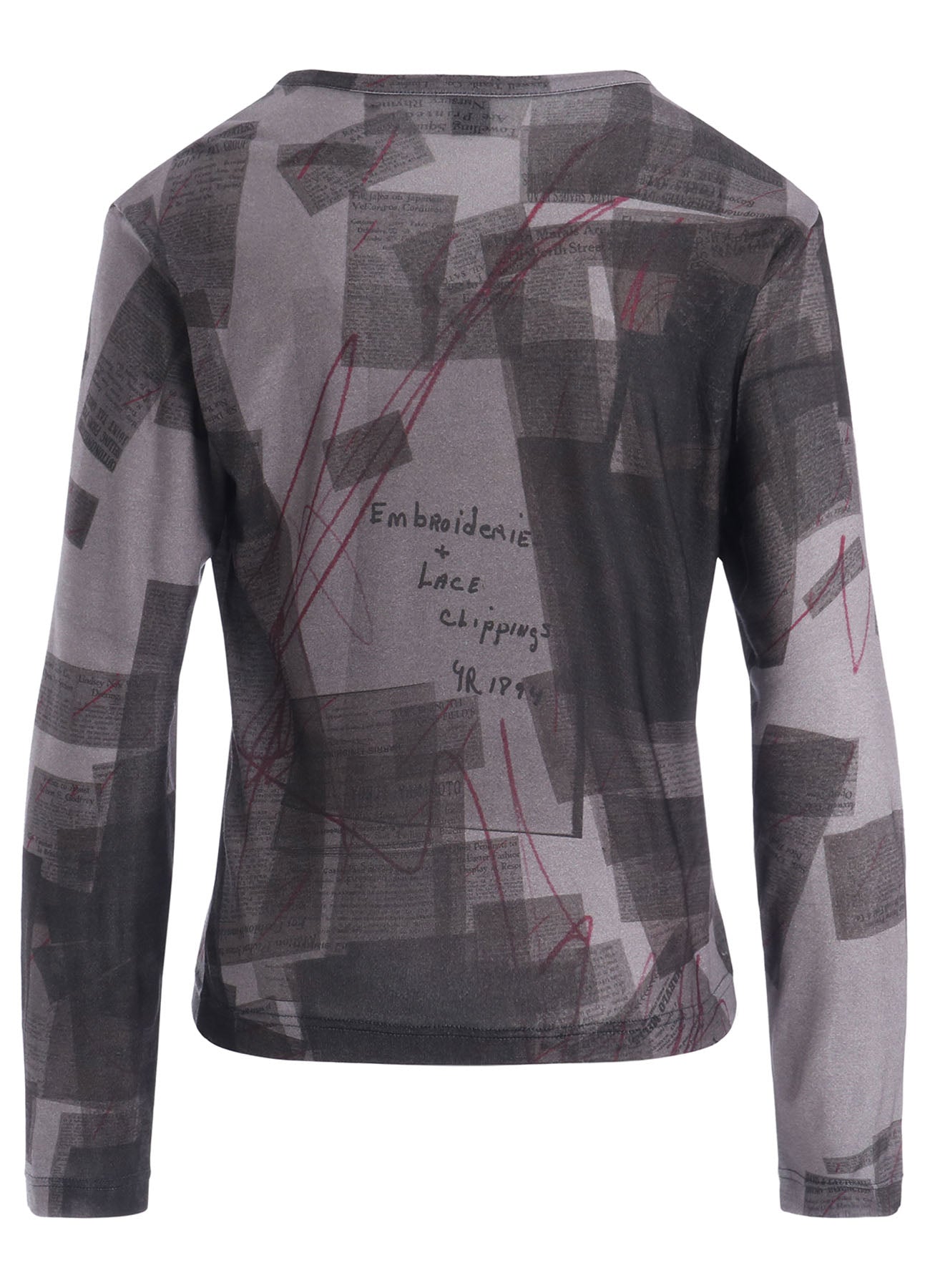 CELLULOSE NEWSPAPER PRINT LONG SLEEVE TEE