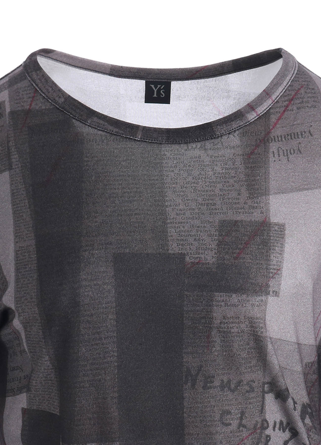 CELLULOSE NEWSPAPER PRINT LONG SLEEVE TEE