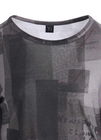 CELLULOSE NEWSPAPER PRINT LONG SLEEVE TEE