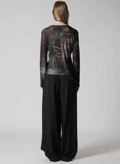 CELLULOSE NEWSPAPER PRINT LONG SLEEVE TEE