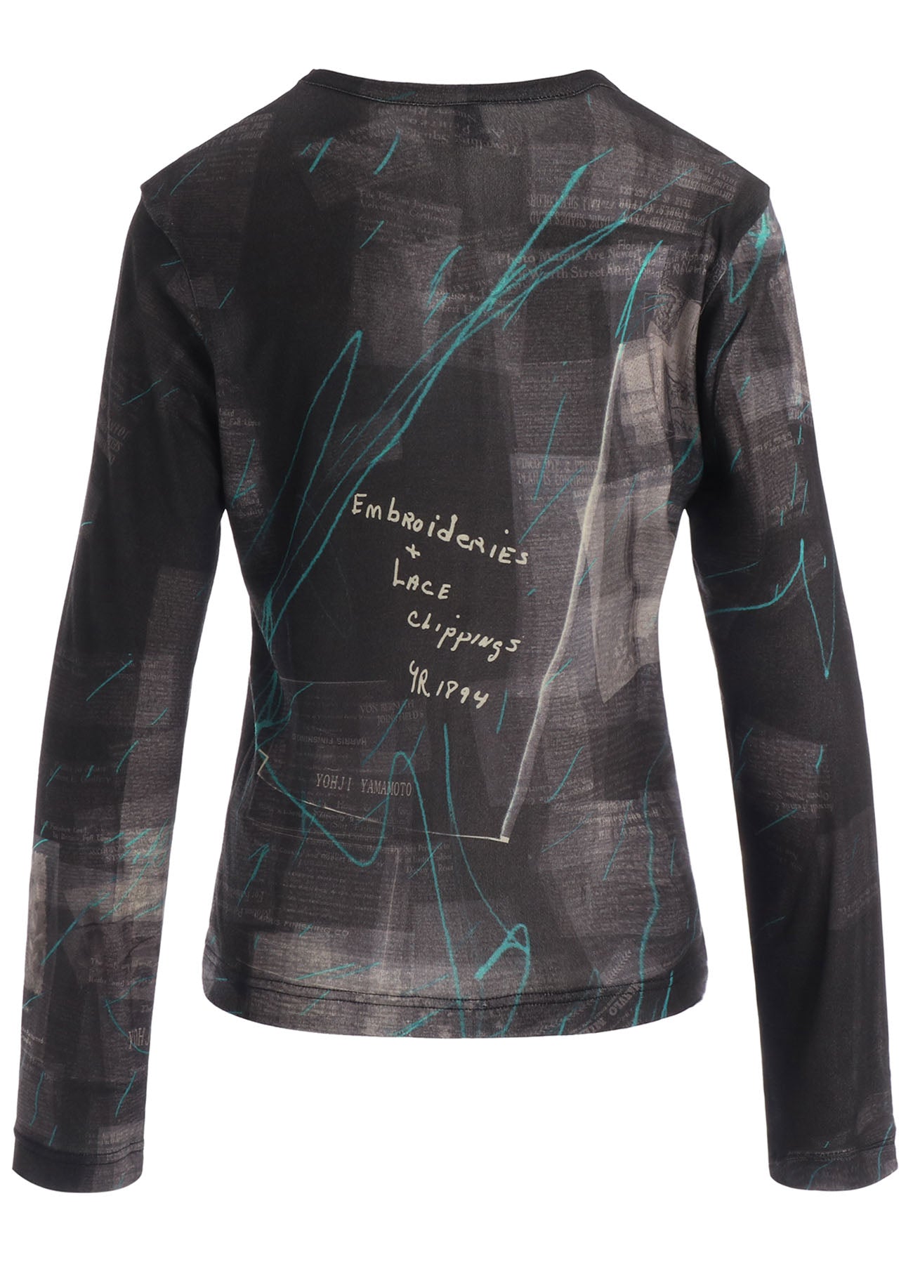 CELLULOSE NEWSPAPER PRINT LONG SLEEVE TEE