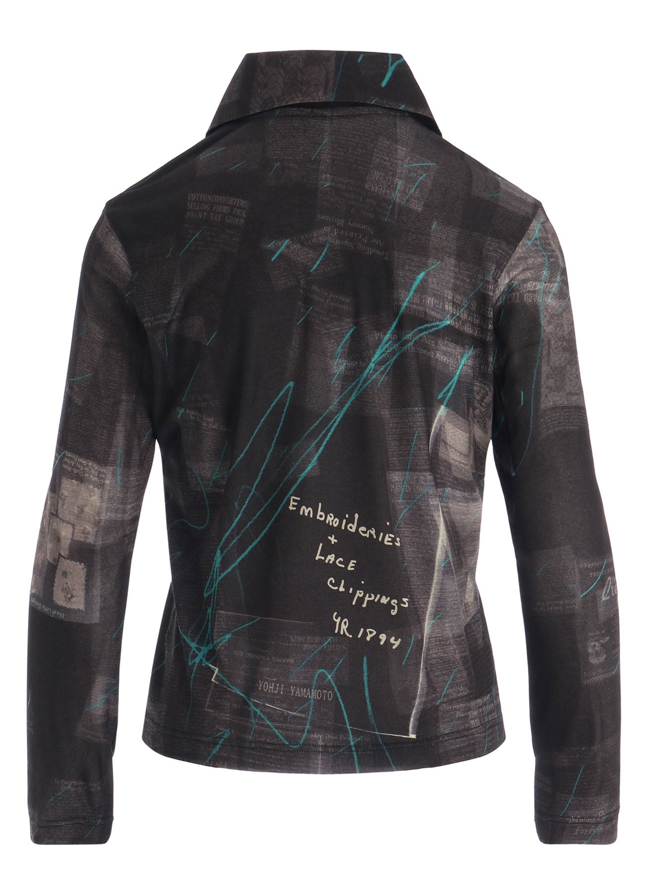 CELLULOSE NEWSPAPER PRINT CARDIGAN