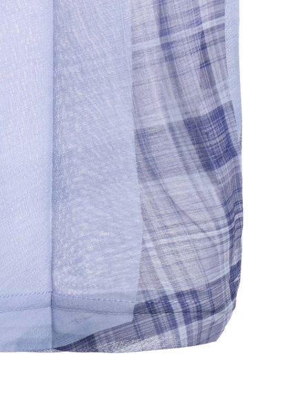 PLEATED PLAID PRINT SHORT SLEEVE TEE