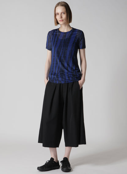 PLEATED PLAID PRINT SHORT SLEEVE TEE