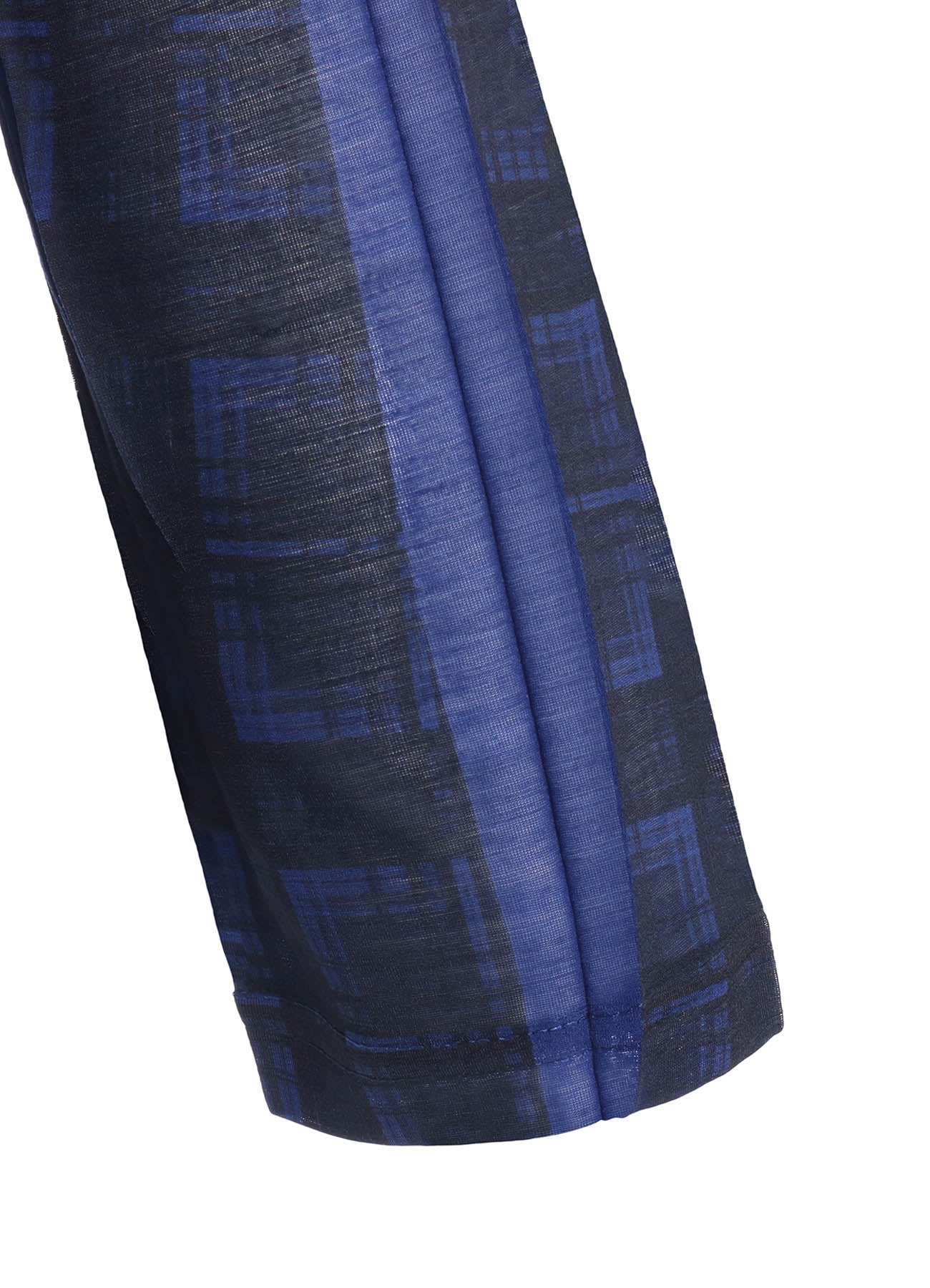 PLEATED PLAID PRINT OFF-NECK TEE
