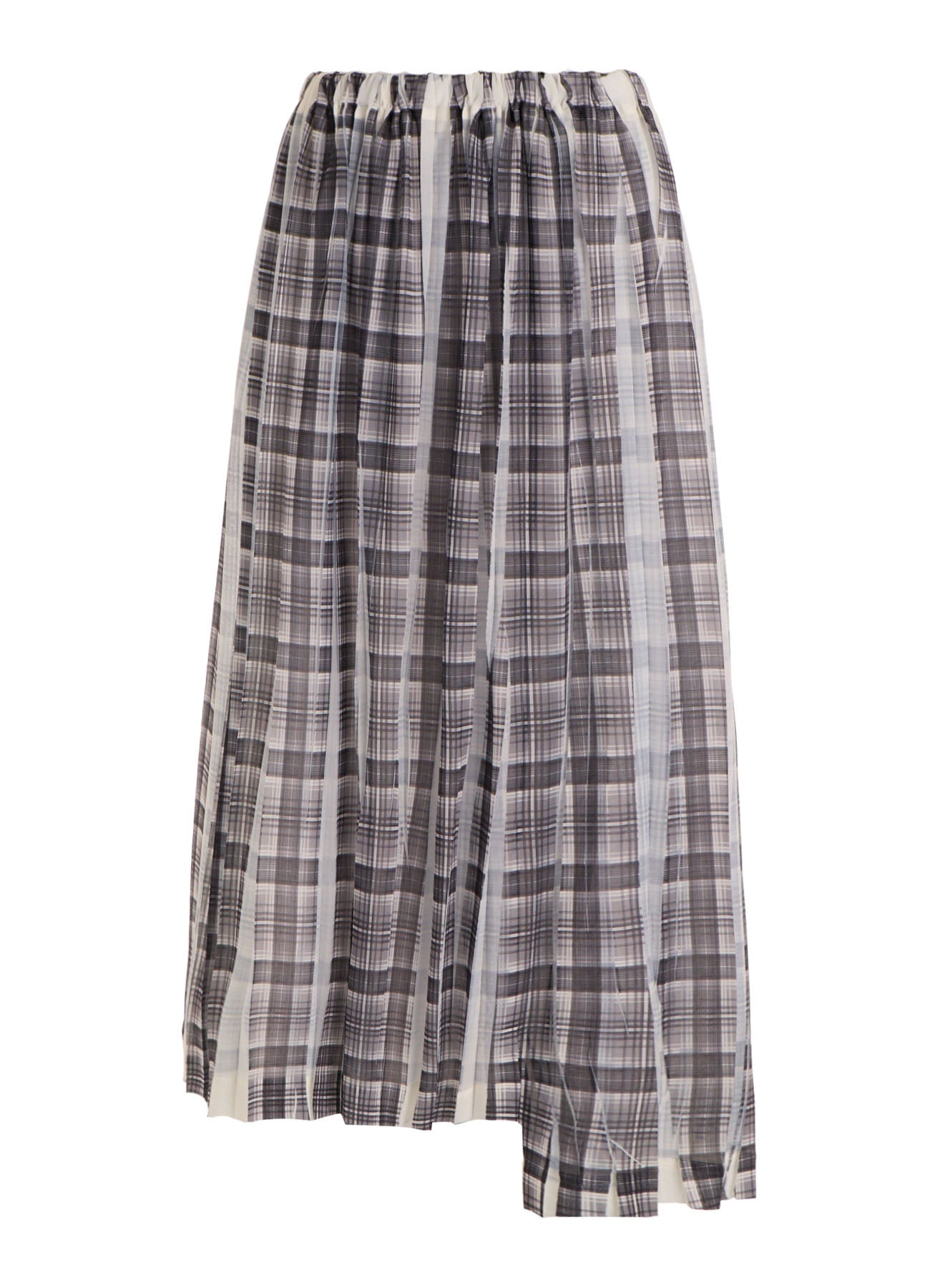 PLEATED PLAID PRINT ASYMMETRIC SKIRT – THE SHOP YOHJI YAMAMOTO