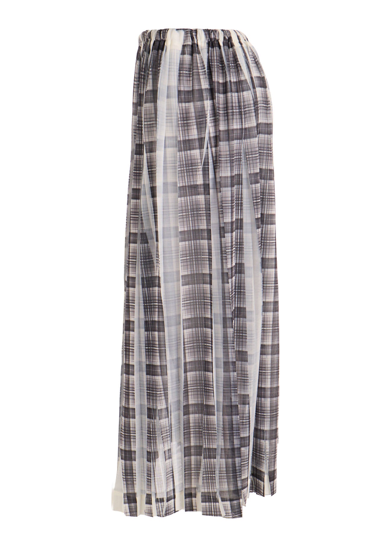 PLEATED PLAID PRINT ASYMMETRIC SKIRT