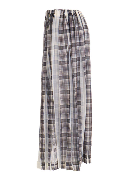 PLEATED PLAID PRINT ASYMMETRIC SKIRT