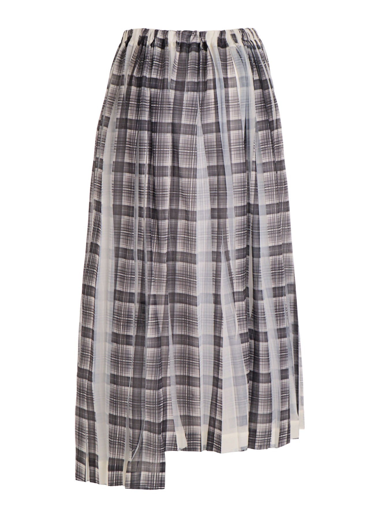 PLEATED PLAID PRINT ASYMMETRIC SKIRT