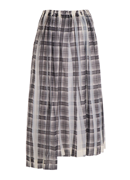 PLEATED PLAID PRINT ASYMMETRIC SKIRT