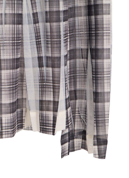 PLEATED PLAID PRINT ASYMMETRIC SKIRT
