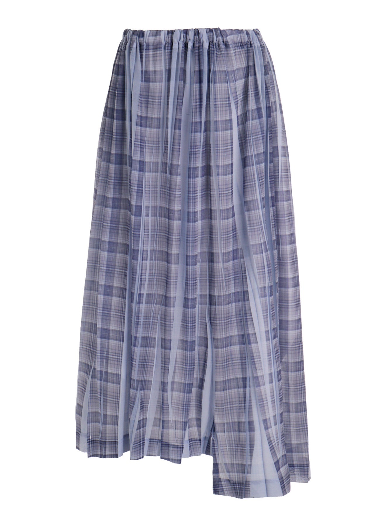 PLEATED PLAID PRINT ASYMMETRIC SKIRT