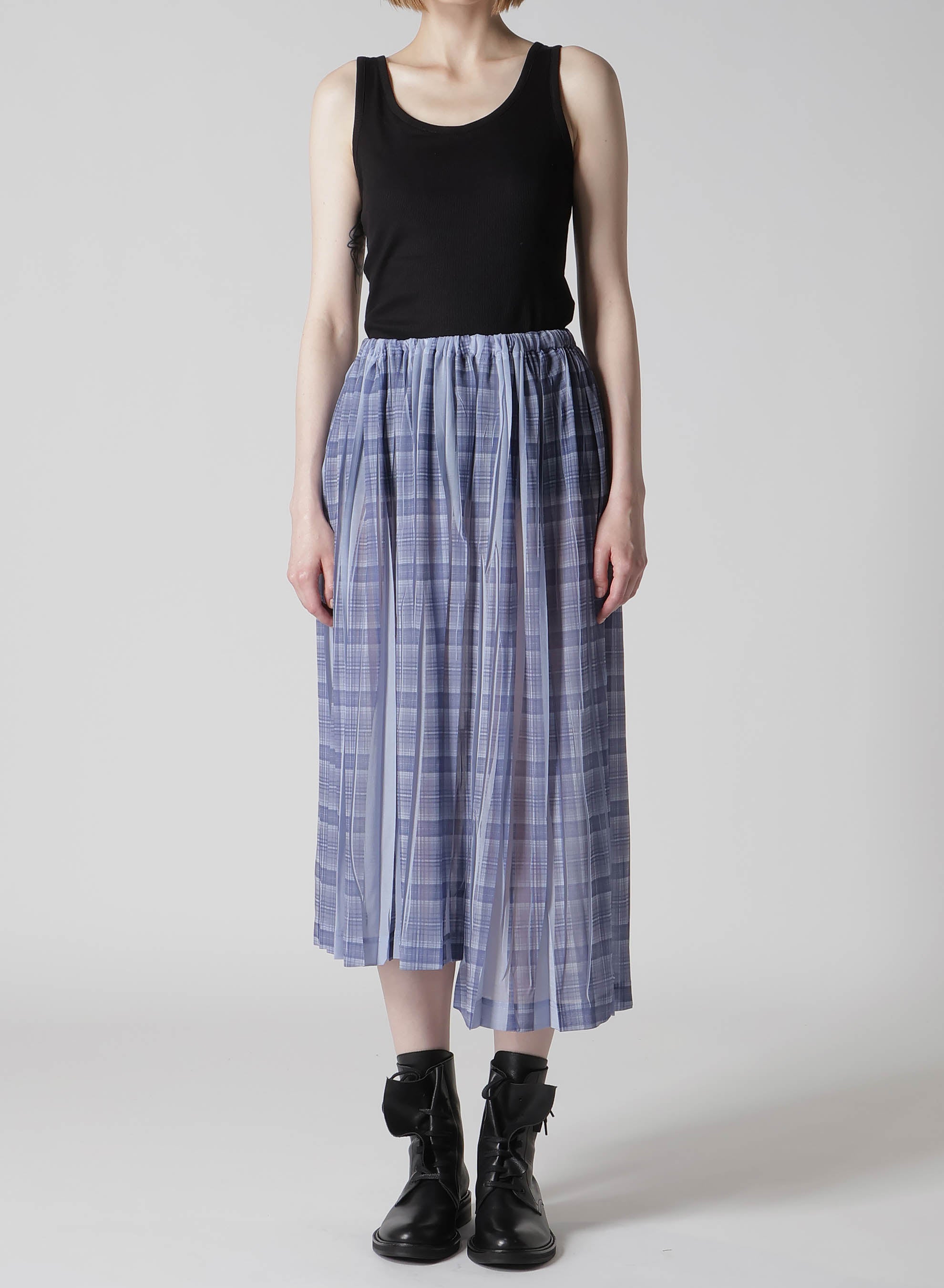 PLEATED PLAID PRINT ASYMMETRIC SKIRT – THE SHOP YOHJI YAMAMOTO