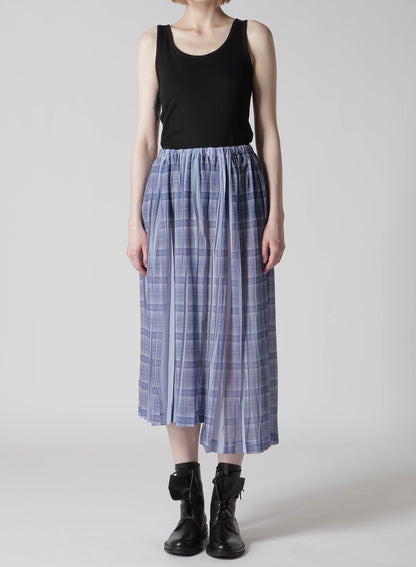 PLEATED PLAID PRINT ASYMMETRIC SKIRT
