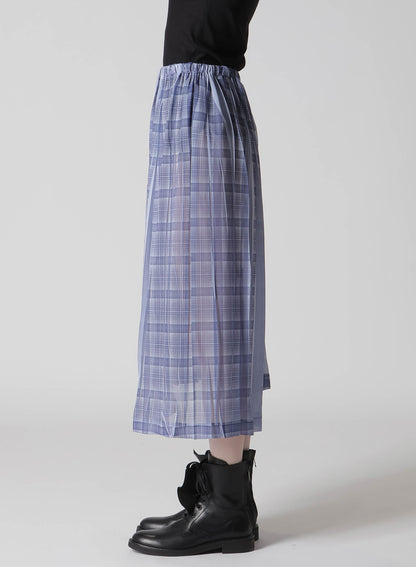 PLEATED PLAID PRINT ASYMMETRIC SKIRT