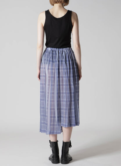 PLEATED PLAID PRINT ASYMMETRIC SKIRT