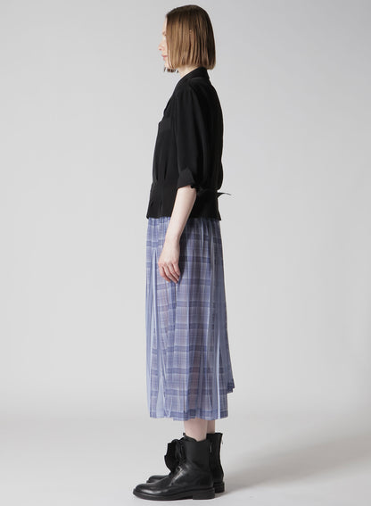 PLEATED PLAID PRINT ASYMMETRIC SKIRT
