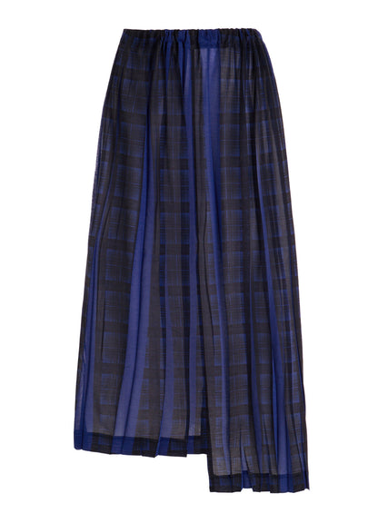 PLEATED PLAID PRINT ASYMMETRIC SKIRT