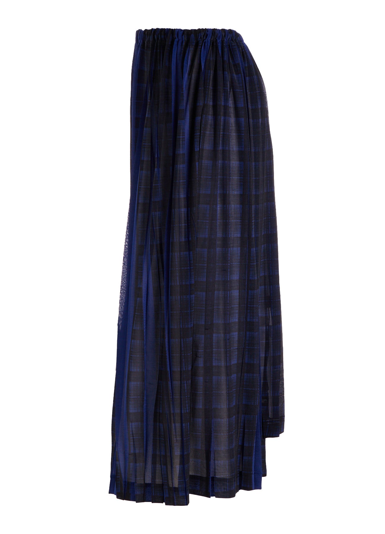 PLEATED PLAID PRINT ASYMMETRIC SKIRT