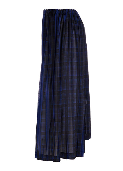 PLEATED PLAID PRINT ASYMMETRIC SKIRT