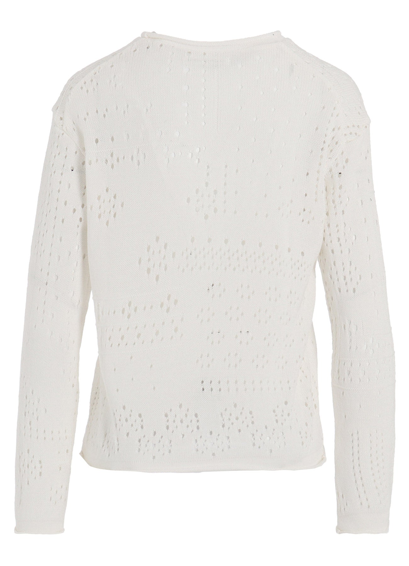 PATCHWORK LACE CURLED COLLAR ROUND NECK PULLOVER