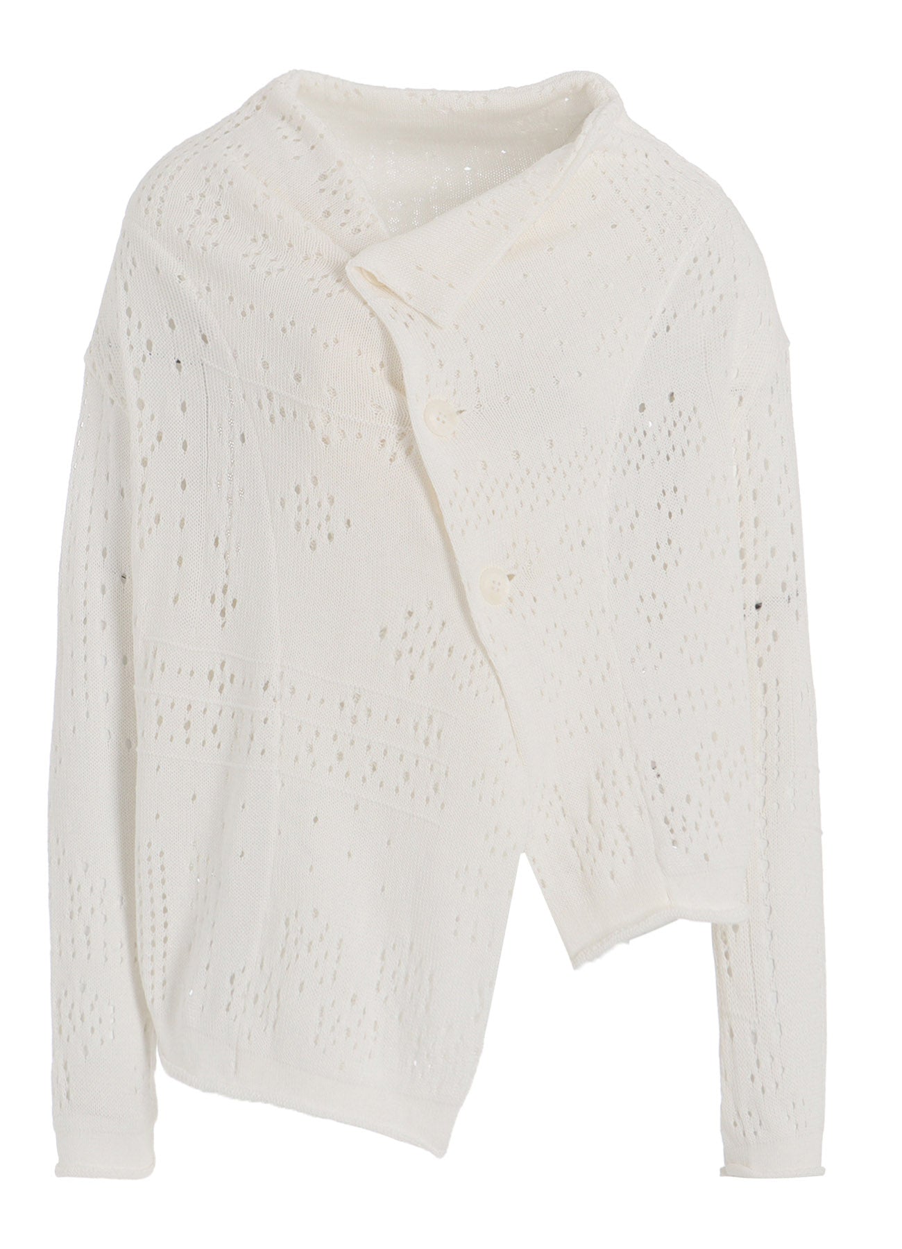 PATCHWORK LACE OFF-NECK CROPPED CARDIGAN