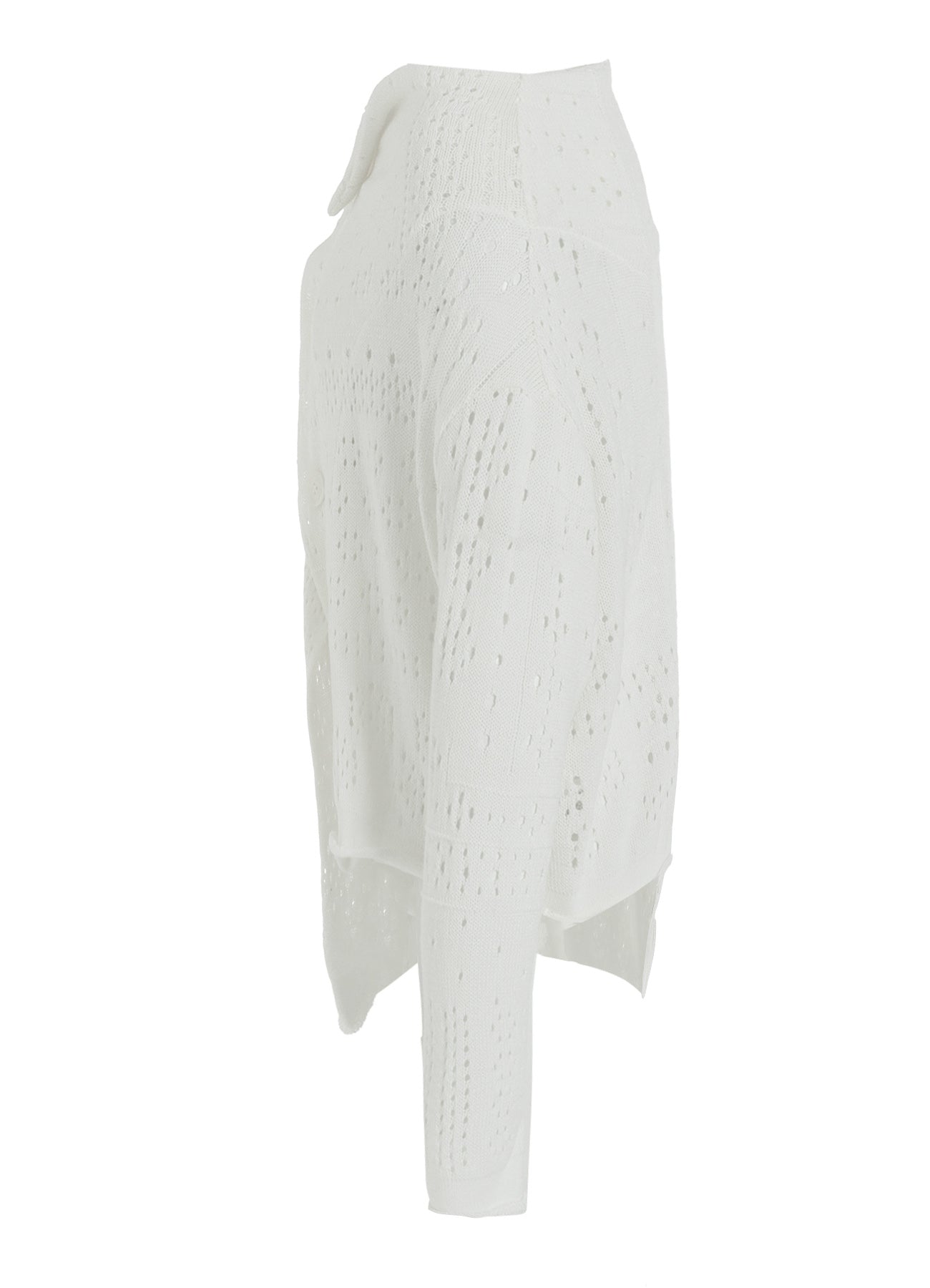 PATCHWORK LACE OFF-NECK CROPPED CARDIGAN