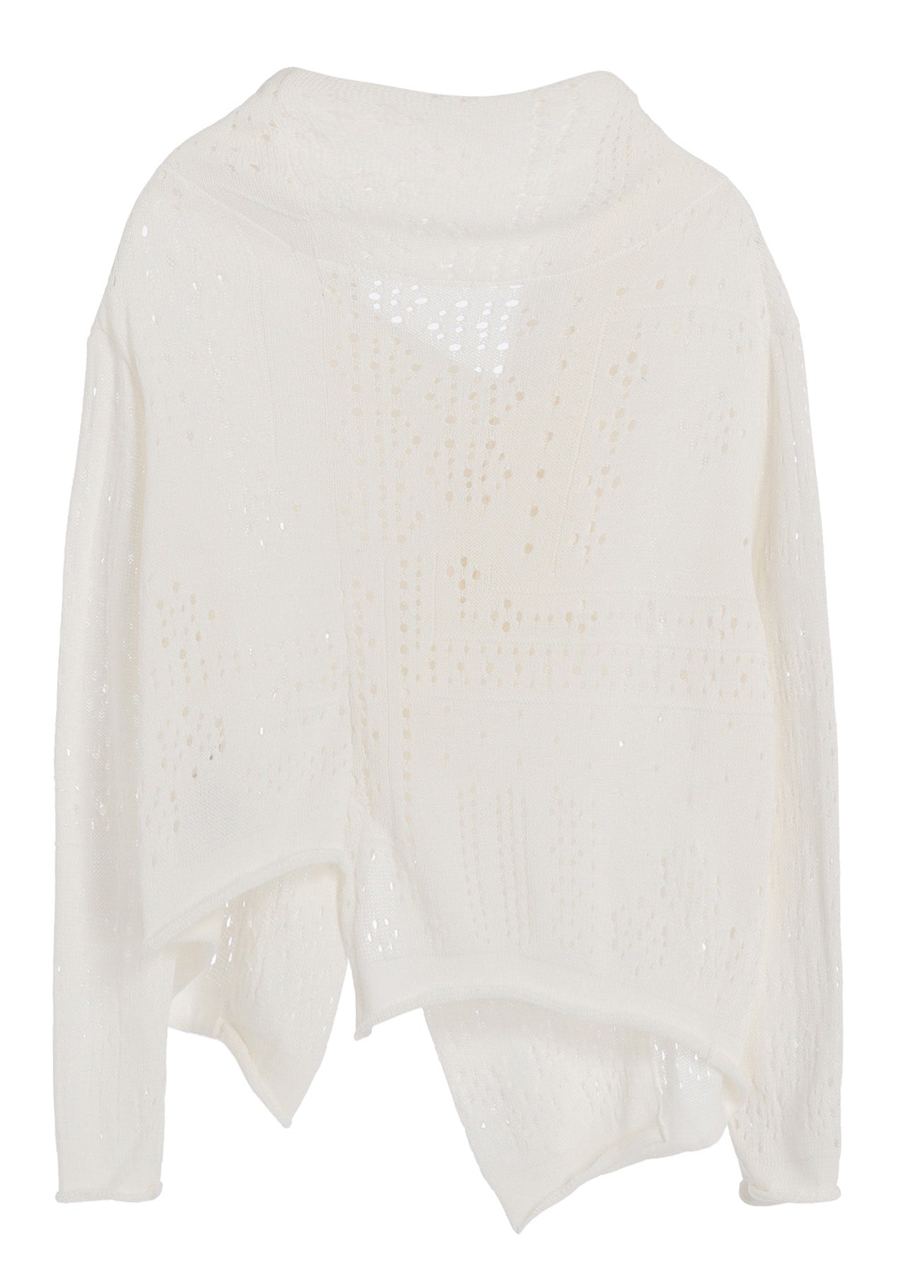 PATCHWORK LACE OFF-NECK CROPPED CARDIGAN