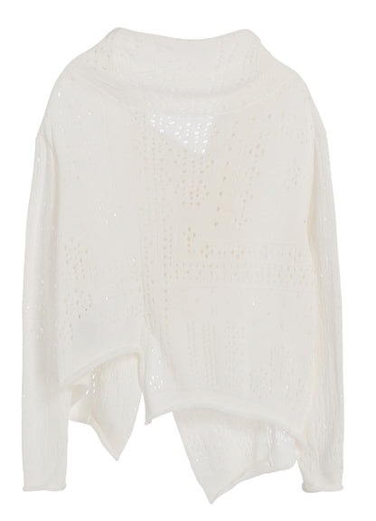 PATCHWORK LACE OFF-NECK CROPPED CARDIGAN