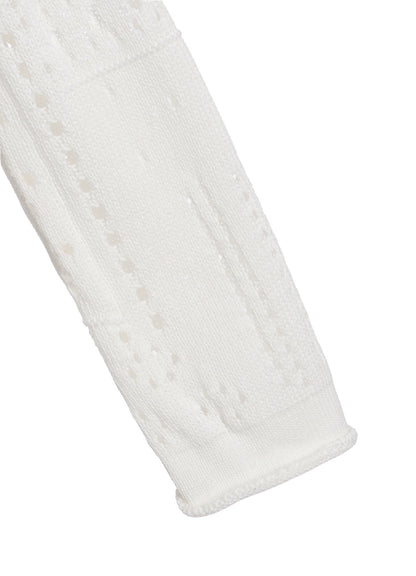 PATCHWORK LACE OFF-NECK CROPPED CARDIGAN