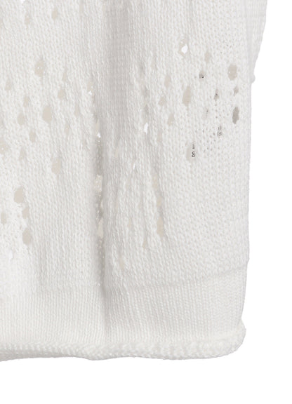 PATCHWORK LACE OFF-NECK CROPPED CARDIGAN