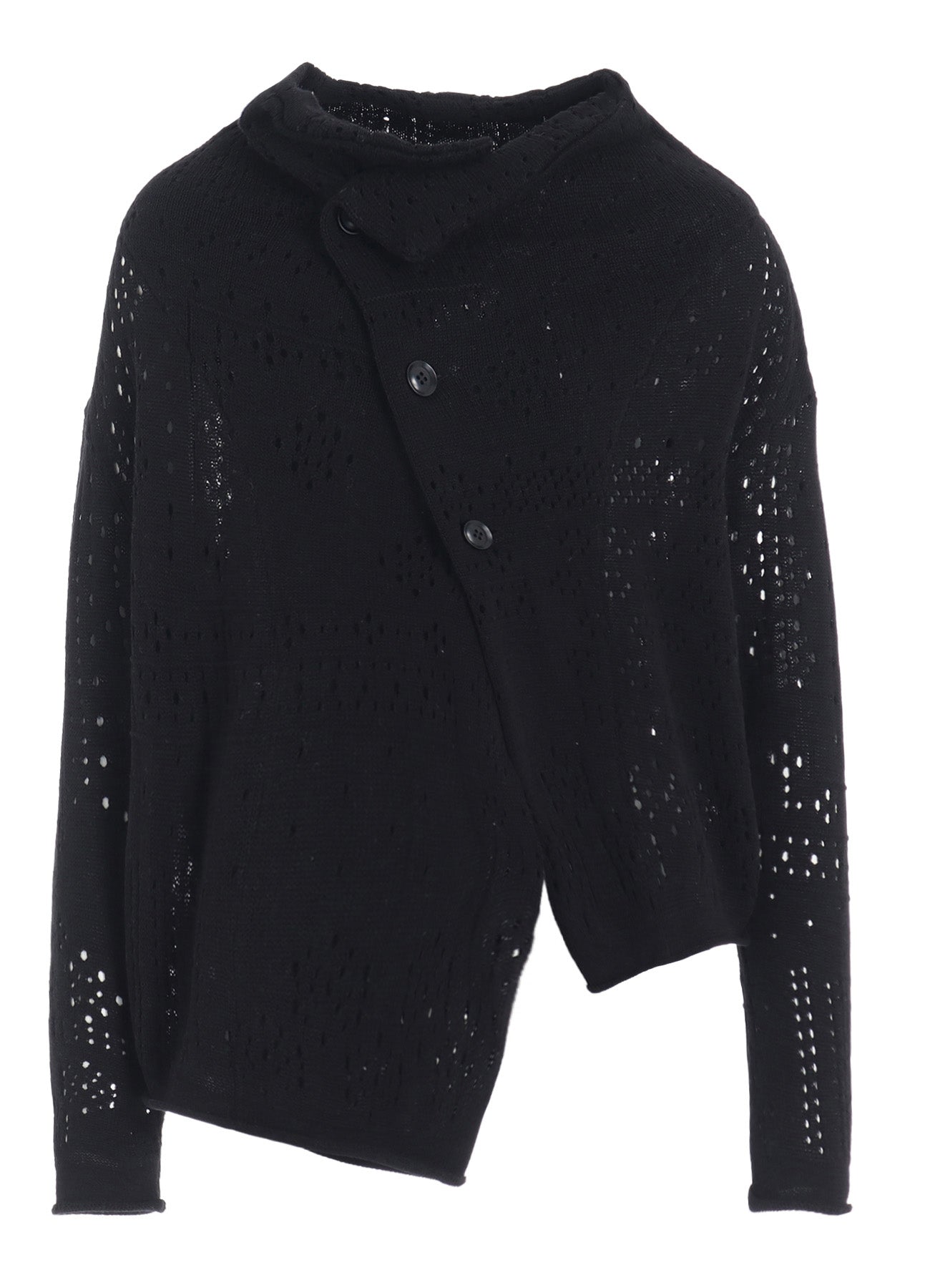 PATCHWORK LACE OFF-NECK CROPPED CARDIGAN