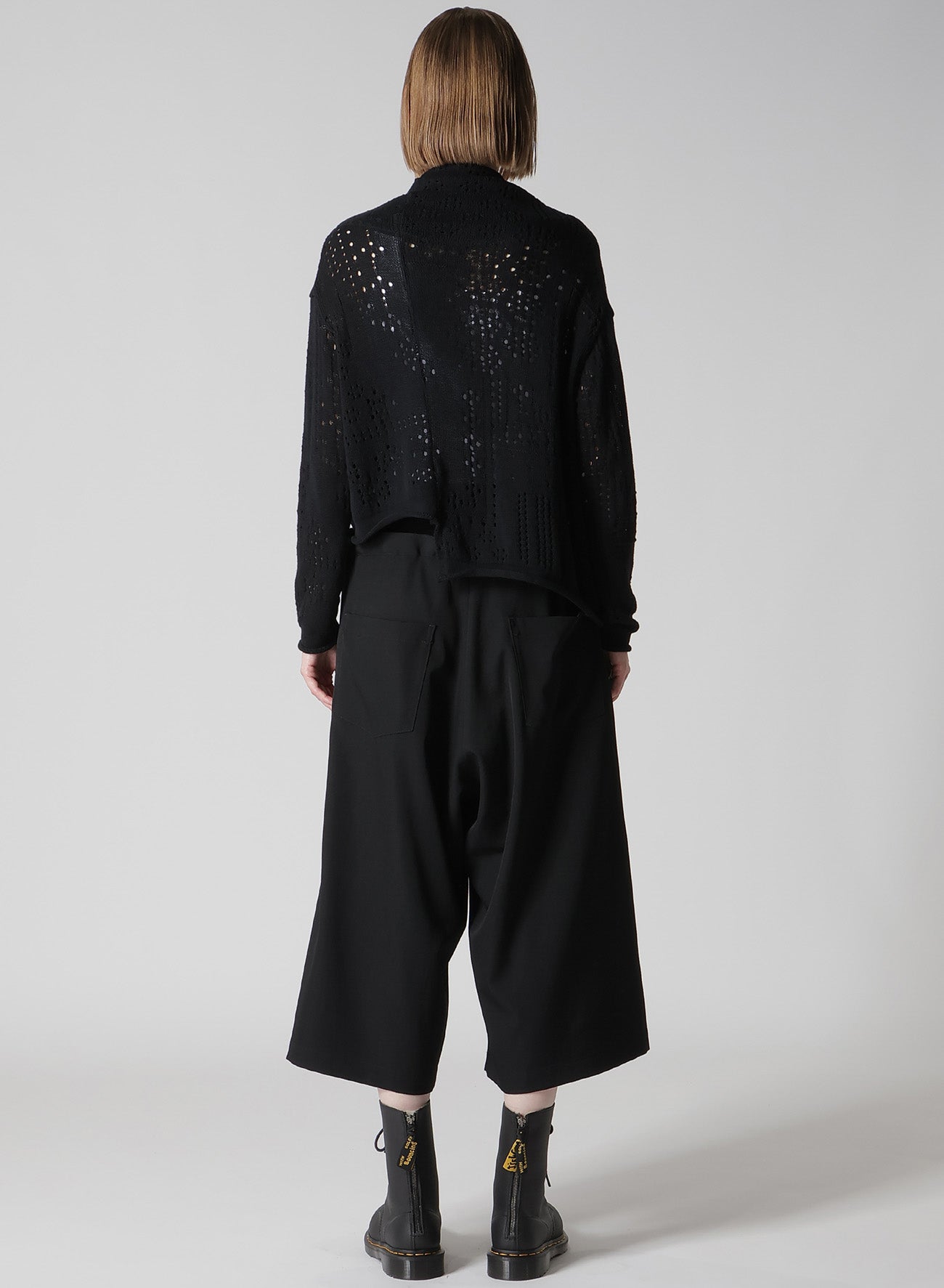 PATCHWORK LACE OFF-NECK CROPPED CARDIGAN