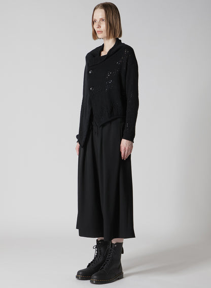 PATCHWORK LACE OFF-NECK CROPPED CARDIGAN