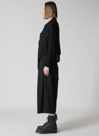 PATCHWORK LACE OFF-NECK CROPPED CARDIGAN