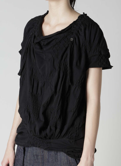 SMOCKING JQ GATHERED COLLAR PULLOVER