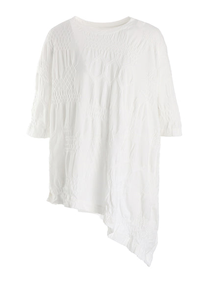 SMOCKING JQ ASYMMETRIC 3/4 SLEEVE TEE